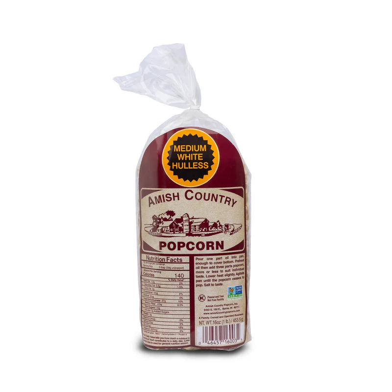 Amish Country Popcorn - Medium White Hulless Popcorn