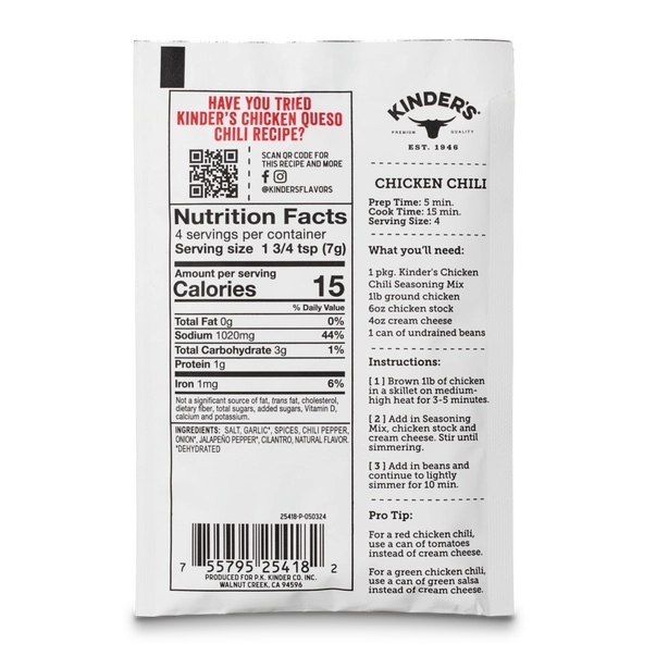 Kinder's - Chili Seasoning Chicken Chili