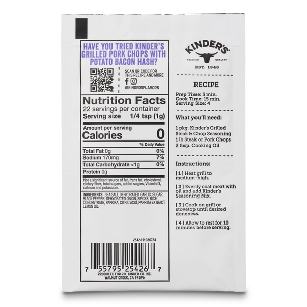 Kinder's - Grilling Seasoning Grilled Steak & Chop